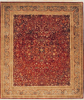 Hand-Knotted Red Wool Jaipur Traditional Oriental Area Rug Carpet 8'3'' x 9'6''