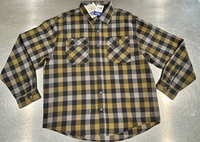 Smiths Workwear Mens Long Sleeve 2 Pocket Flannel Shirt  Warm Olive NWT