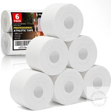 Professional 6 Pack White Athletic Sports Tape 1.5 Inch × 27 Feet Per Roll | Tot