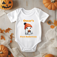 First Halloween Personalised Baby Grow Bodysuit - Trick or Treat Newborn Gift