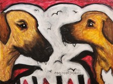 Rhodesian Ridgeback Vampires 5 x 7 DOG ART PRINT KSAMS Halloween