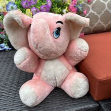 Vintage Dakin Elephant Plush Soft Toy Pink 30cm - 1971