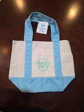 Trader Joe  s Mini Canvas Tote Bag Pastel Blue Hottest It Bag Spring Limited    