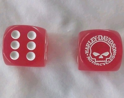 Harley Davidson Red White XLG   Gaming Dice Set of Two Dice Licensed Harley