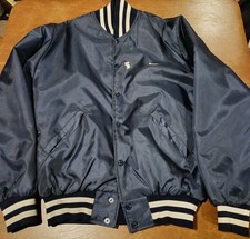 Birdie by Richard A. Leslie Vintage Men's Navy Blue Satin Bomber Jacket Size S