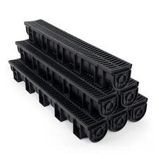 Trench Drain System, Channel Drain with Plastic Grate, 5.9x5.1 39 5.9 5.1-Inch