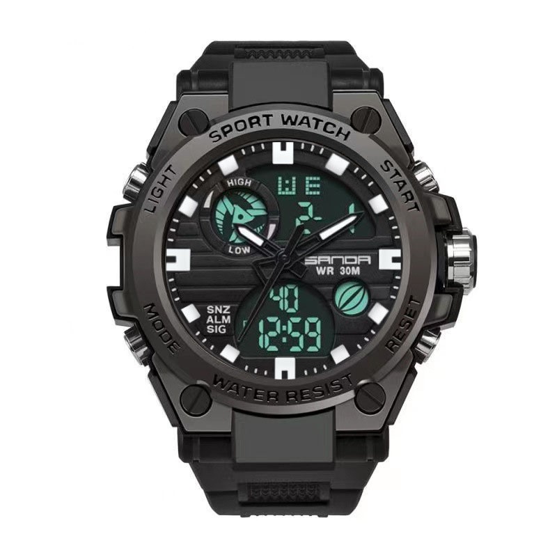 Men Electronic Watch Quartz Movement Dual Display Digital Sports Watch