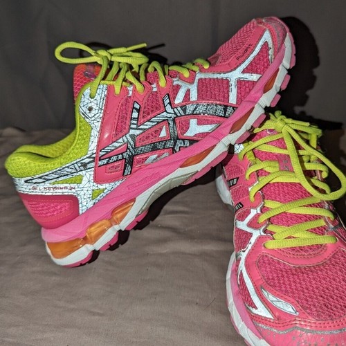 Asics shoes Womens 8.5 Pink Gel Kayano 21 Neon RunningT4N5N D6 Excellent Rare