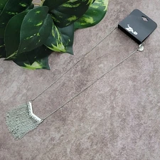 ZAD Silver Toned Bar & Fringe Necklace NEW