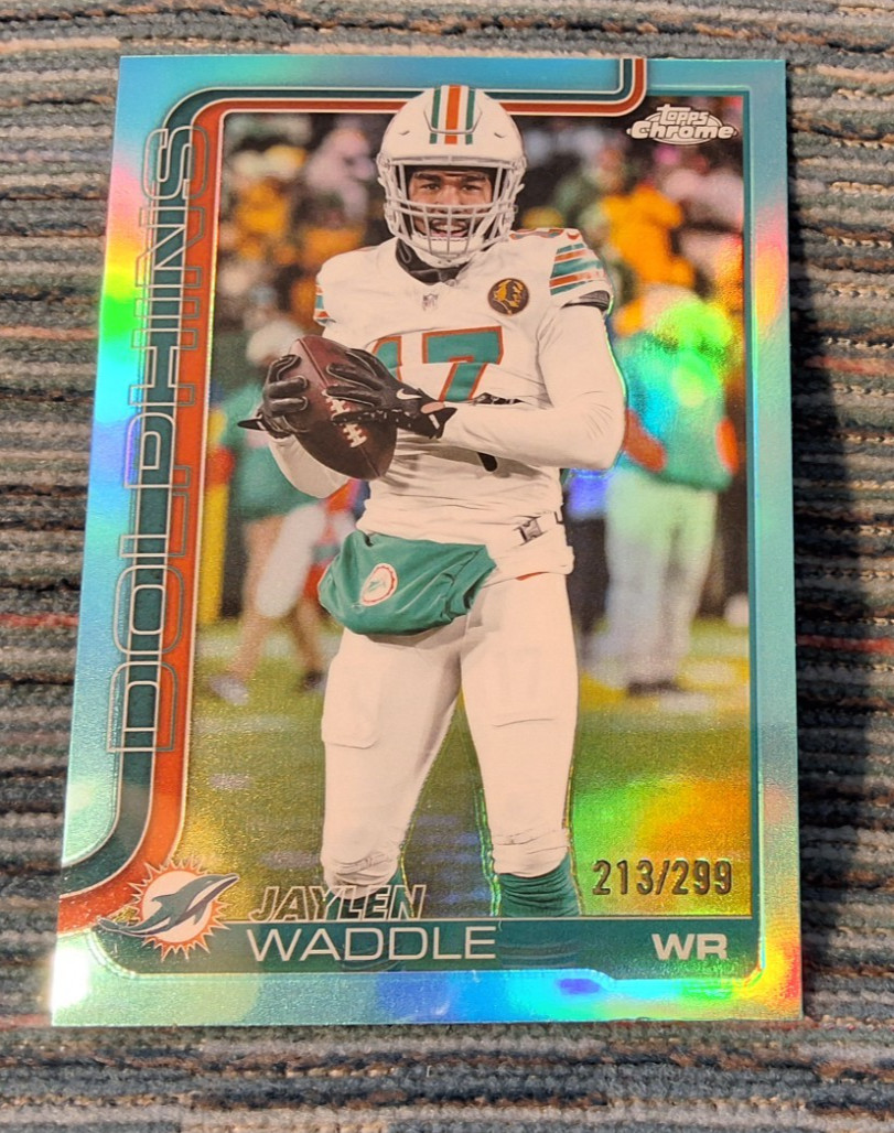 2025 Topps Chrome Jaylen Waddle #186 Teal Refractor  /299 Dolphins Broncos