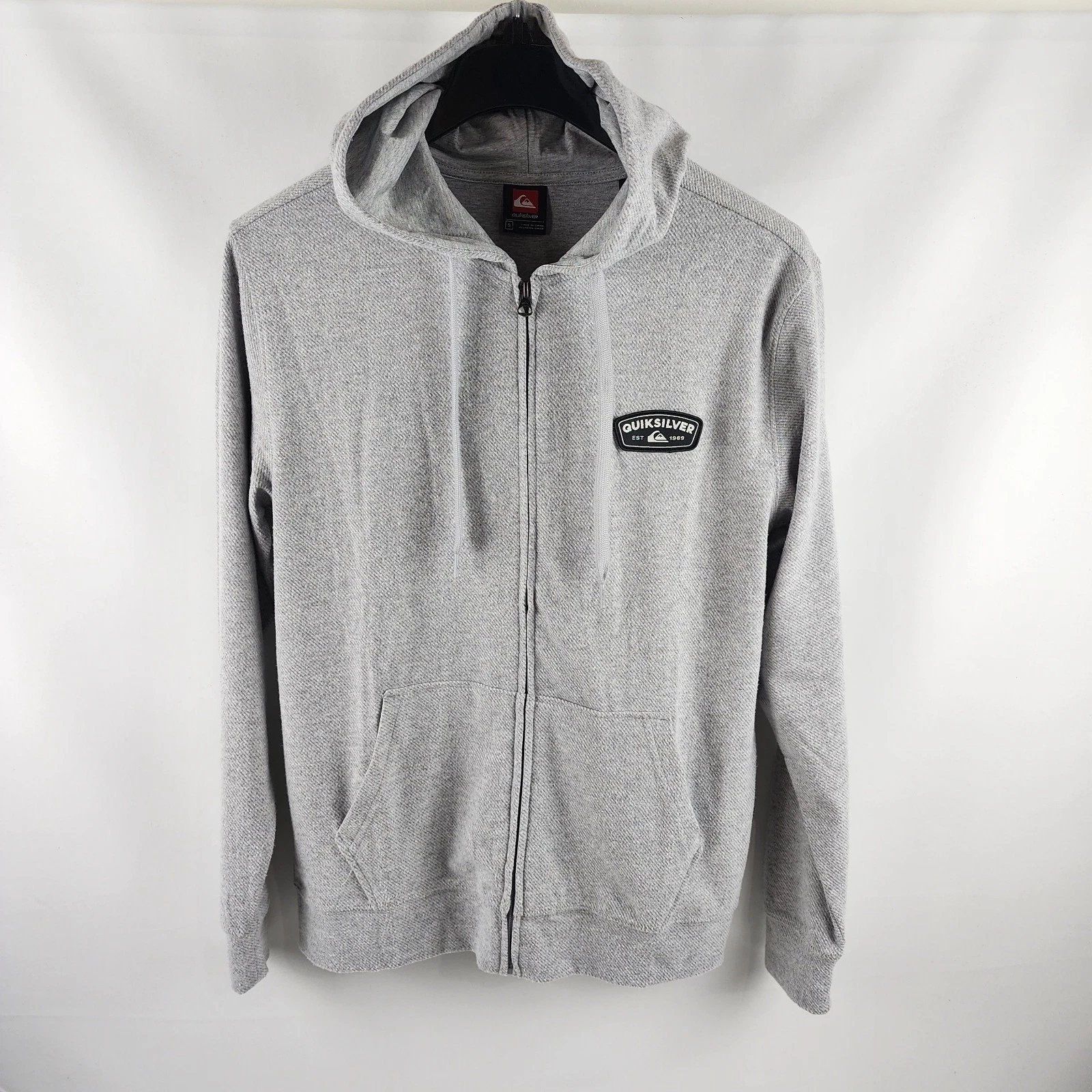 Quiksilver Hoodie Mens Small Heather Gray Full Zip Sweatshirt NWT