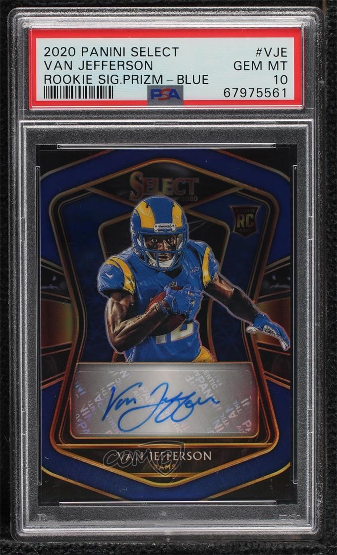 2020 Select Rookie Signatures Blue Prizm 38/75 Van Jefferson PSA 10 Auto RC 01bj