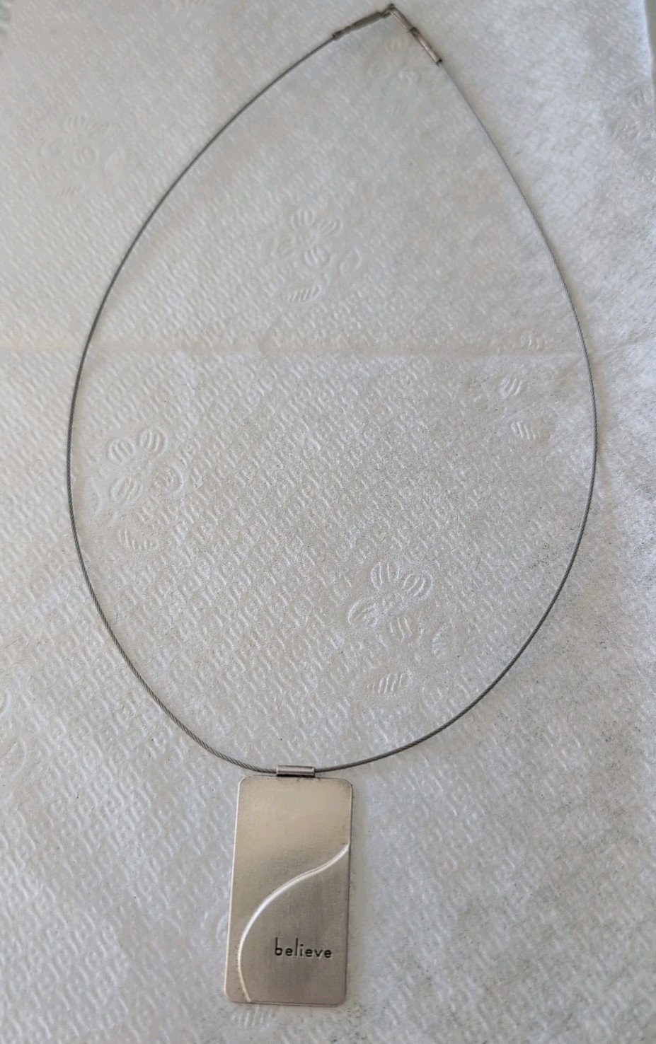 STERLING SILVER 925 RECTANGULAR BELIEVE PENDANT C… - image 1