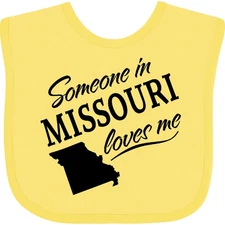 Inktastic Someone In Missouri Loves Me Baby Bib Home Grandparents Kids Love