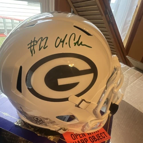 Green Bay Packers Autographed Football Helmet Salute to Service #22 BAS