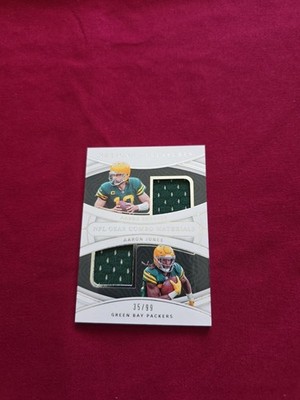 2021 Panini National Treasures Dual Patch Aaron Rodgers/Aaron Jones #CM-AA /99