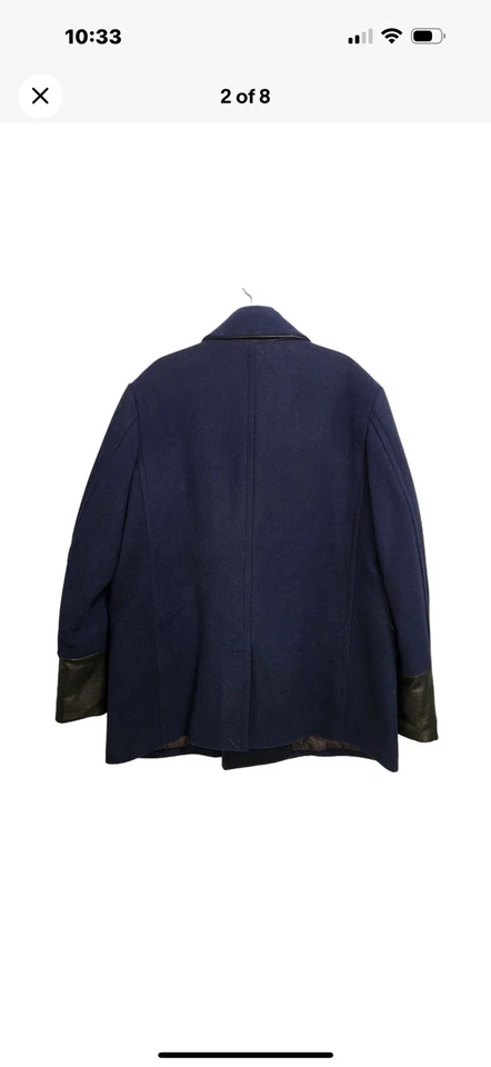 Chaqueta Abrigo Hombre Karl Lagerfeld Azul Mezcla Lana Guisante XXL NUEVA CON ETIQUETAS - Ventas al por menor $695 Foto 2 de 4