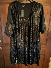 City Chic Sequin Dress Size S 16 NWT SPARKLY FANCY LITTLE BLACK DRESS