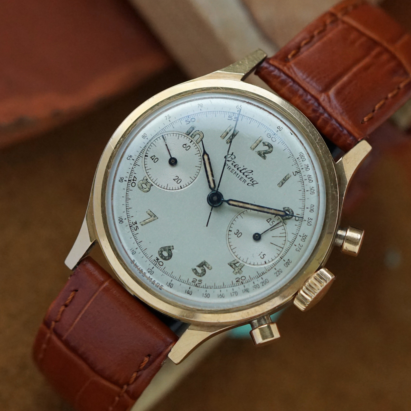 Breitling Premier Vintage Ref. 790 18k Rose Gold Rare Manual 35mm 1946 image 5