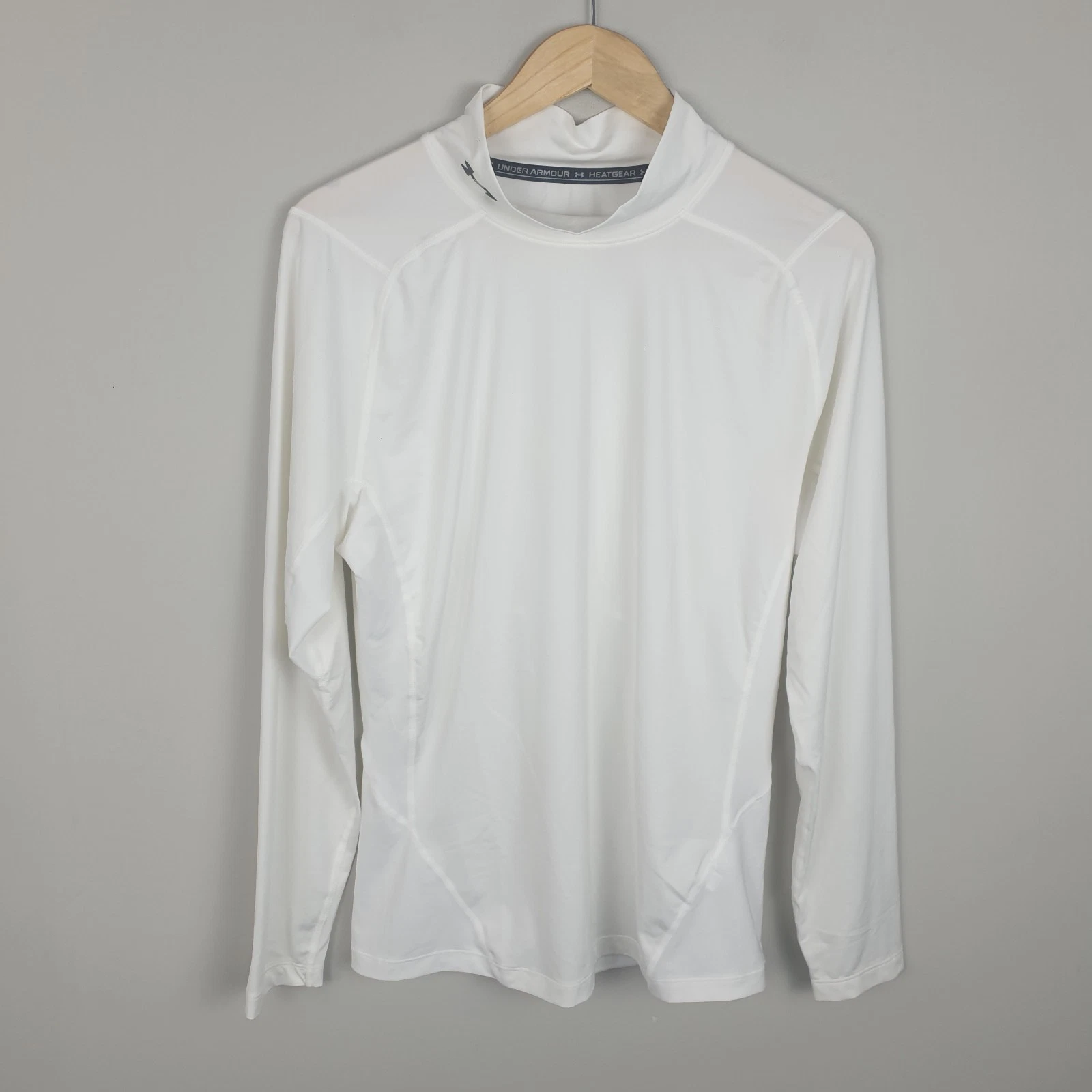 Under Armour Top Mens 2XL White HeatGear Fitted Base Layer Sports Gym Top