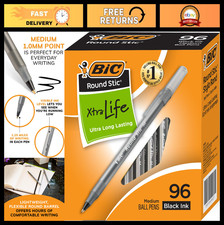 96 Black Ballpoint Pens - 1mm Medium Point, Ultra Long Lasting Ink, Smooth Writi