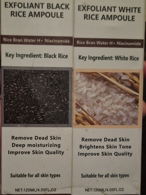 100% Pure Exfoliant Ampoule Black & White Rice 120ml Niacinamide All Skin Types