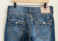 True Religion Jeans Men's Geno Relaxed Straight Leg Slim Blue Denim Flap 34 x 31