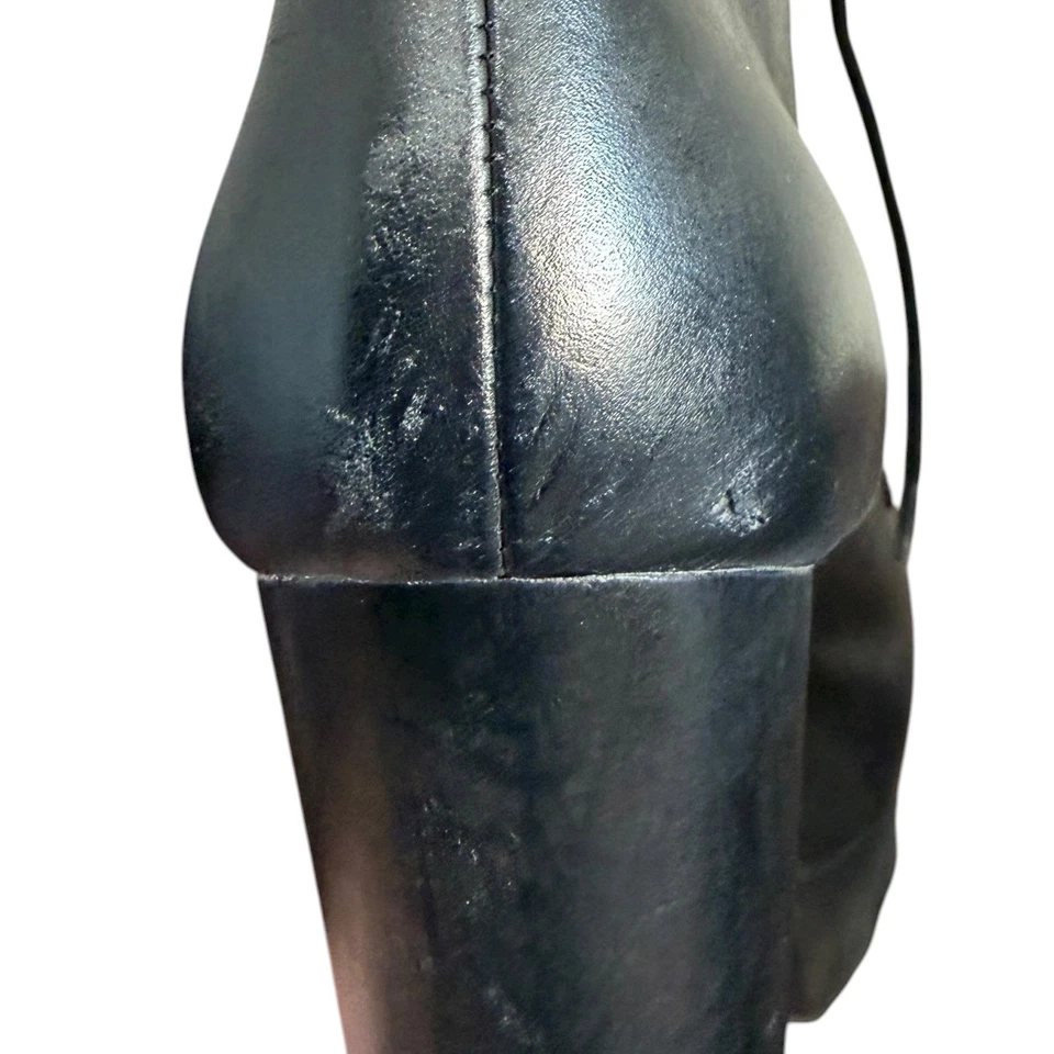 Jeffrey Campbell Nola Negro Cuero Plataforma Tacón Grueso Con Cordones Botines 10M Foto 4 de 4