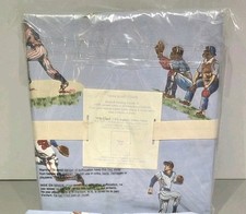 Pottery Barn Kids Twin Duvet Cover Blue Vintage Baseball Player Bedding Cotton