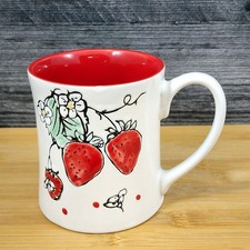 Strawberry Coffee Mug Ceramic Fruit Art Embos...