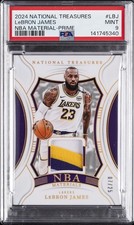 2024 NATIONAL TREASURES NBA MATERIALS PRIME #LBJ LEBRON JAMES 7/25 PSA 9