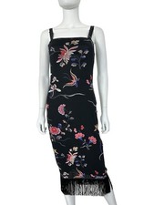 Vintage Dolce and Gabbana D&G Floral Butterfly Fringe Mesh Midi Dress, IT 42