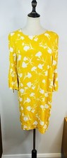 Seed Heritage Floral Shift Dress Size 8 Bell Sleeve 3/4 Flared Yellow RRP$159