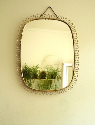 vintage 50s Josef Frank Spiegel Svenkst Tenn Wandspiegel mid century loop mirror