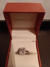 Berricle Silver Cz Engagement Ring with Box. Cleaned and In Excellent Condition