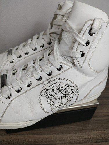 Versace LEATHER MEDUSA LOGO White High Top LACE -UP Sneakers MENS Eu SIZE 43 - Picture 6 of 18