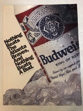1992 Budweiser Beer Print Ad Advertisement Advert Vtg Atlanta Braves pa6