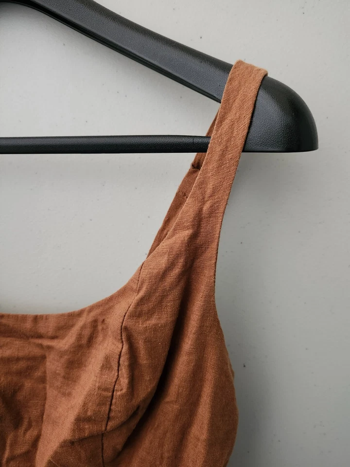 Vestido Urban Outfitters para mujer S correa oxidada cami sin mangas mezcla de lino cubierta de playa Foto 4 de 4