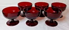 Set of 6 Vintage Anchor Hocking Royal Ruby Red Ball Stemmed Sherbet Dessert Cups
