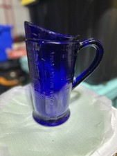 Vintage Colbalt Blue Depression Glass Measuring Pitcher 9&rdquo; Antique Kitchen