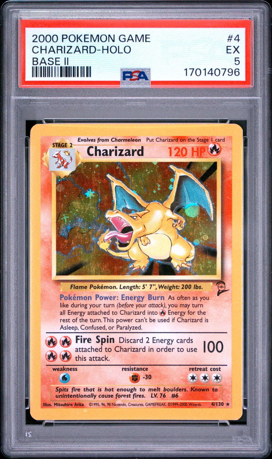 2000 POKEMON BASE SET 2 #4 CHARIZARD-HOLO PSA 5 view 1