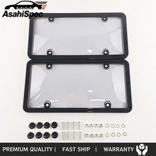 2pcs Black License Plate Frames With Clear Cover - Standard Size W Hardware 2pcs Black License Plate Frames With Clear Cover - Standard Size W Hardware
