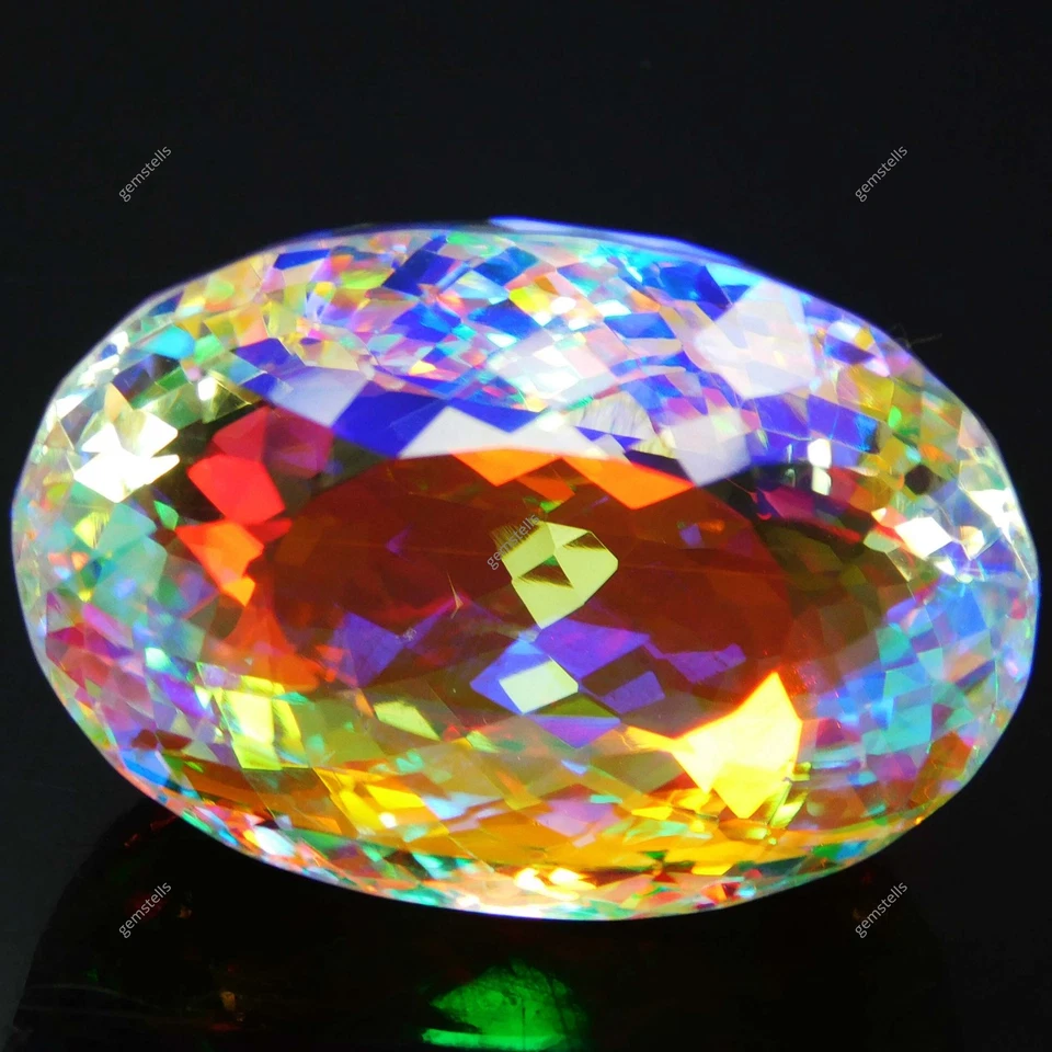 Oval Cut CERTIFIED 130 Carat A++ Rainbow Mystic Quartz Loose Gemstone - Image 4 of 4
