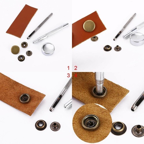10 20 100 Snap Button Press Studs Fasteners 15mm Silver Popper Buttons Leather - Picture 3 of 10