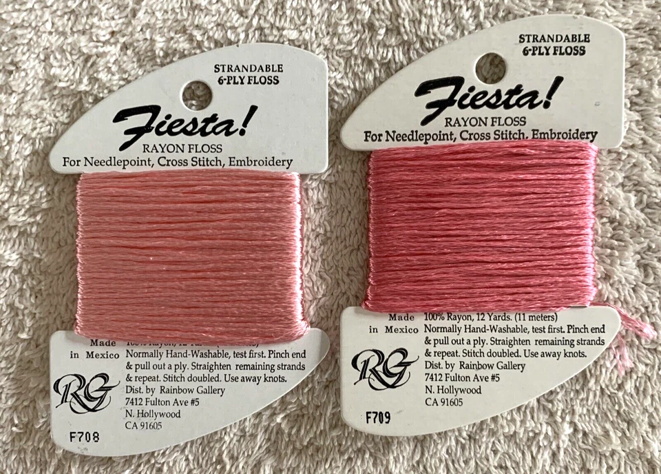 Rainbow Gallery Fiesta! Thread 3-Ply 100% Rayon 4 Cards Red Pink No Duplicates - Image 3 of 4
