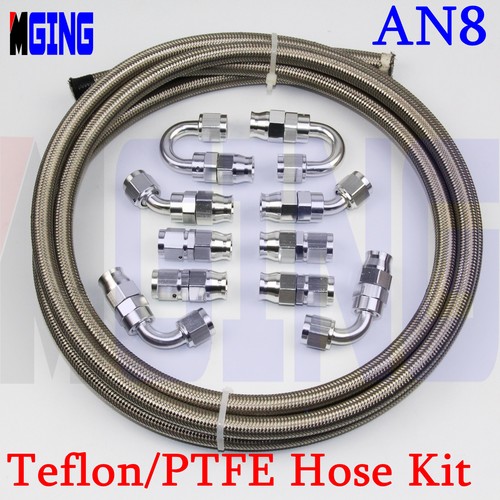 fit an8 8 PTFE Teflon E85 Oil Gas Line Fuel Hose Fitting Adapter 10FT SL eBay