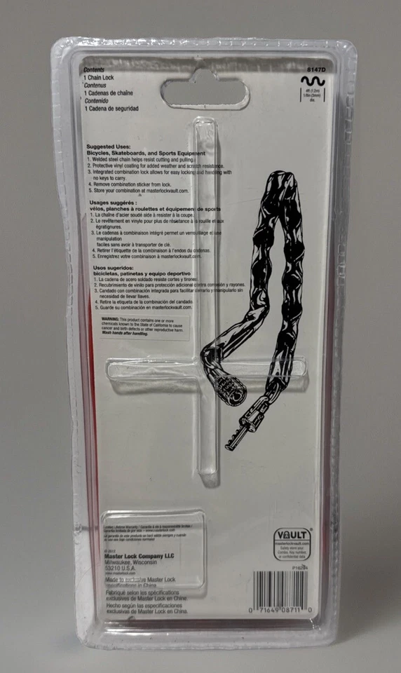 Master Lock 8147D 4 Foot Chain Lock Combination New - Image 3 of 4