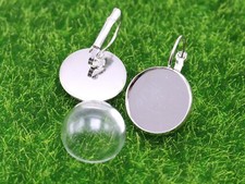 A Pair 316L Stainless Steel French Lever Back Earring with Glass Dome 10mm-25mm