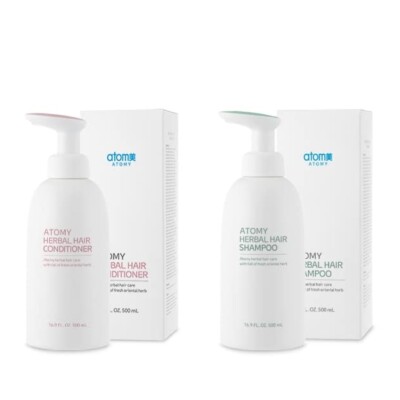 ATOMY Herbal Hair Shampoo 500ml Conditioner 500ml Set Nourishing Hair Care NEW