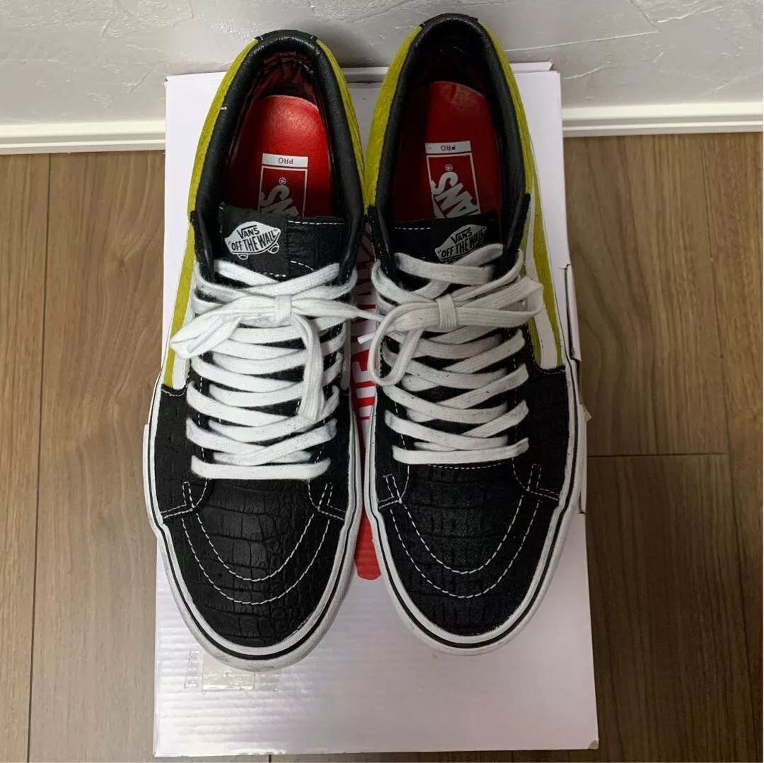 Baskets homme taille 28 cm Sk8 Mid Lampin velours côtelé croc pack VANS × SUPREME originales